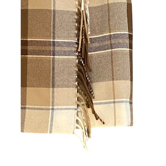 Vtg Talbots 100% LambsWool Wrap Midi Skirt Brown Tan Striped Plaid Size 10P NWT - Picture 3 of 7